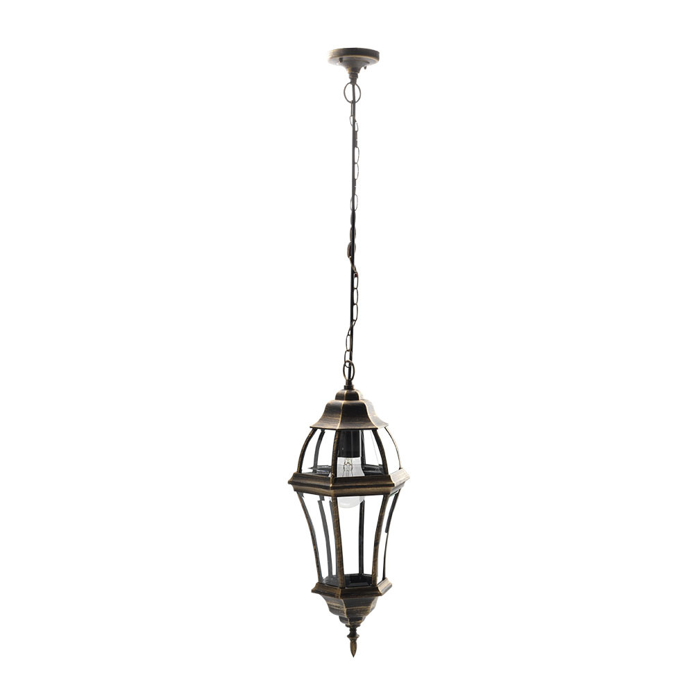 Colgante Exterior Aluminio Becrux 1xe27 Neg/oro Regx24x24 Cm Ip44