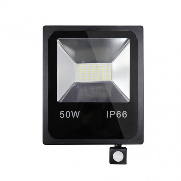 proyector C/sensor  Olivino 50w 6500k Negro 4500lm  Led Sm Ip66 33,5x24x6 Cm
