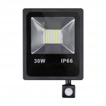 Proyector C/sensor  Olivino 30w 6500k Negro 2700lm  Led Sm Ip66 27,5x19,5x6 Cm