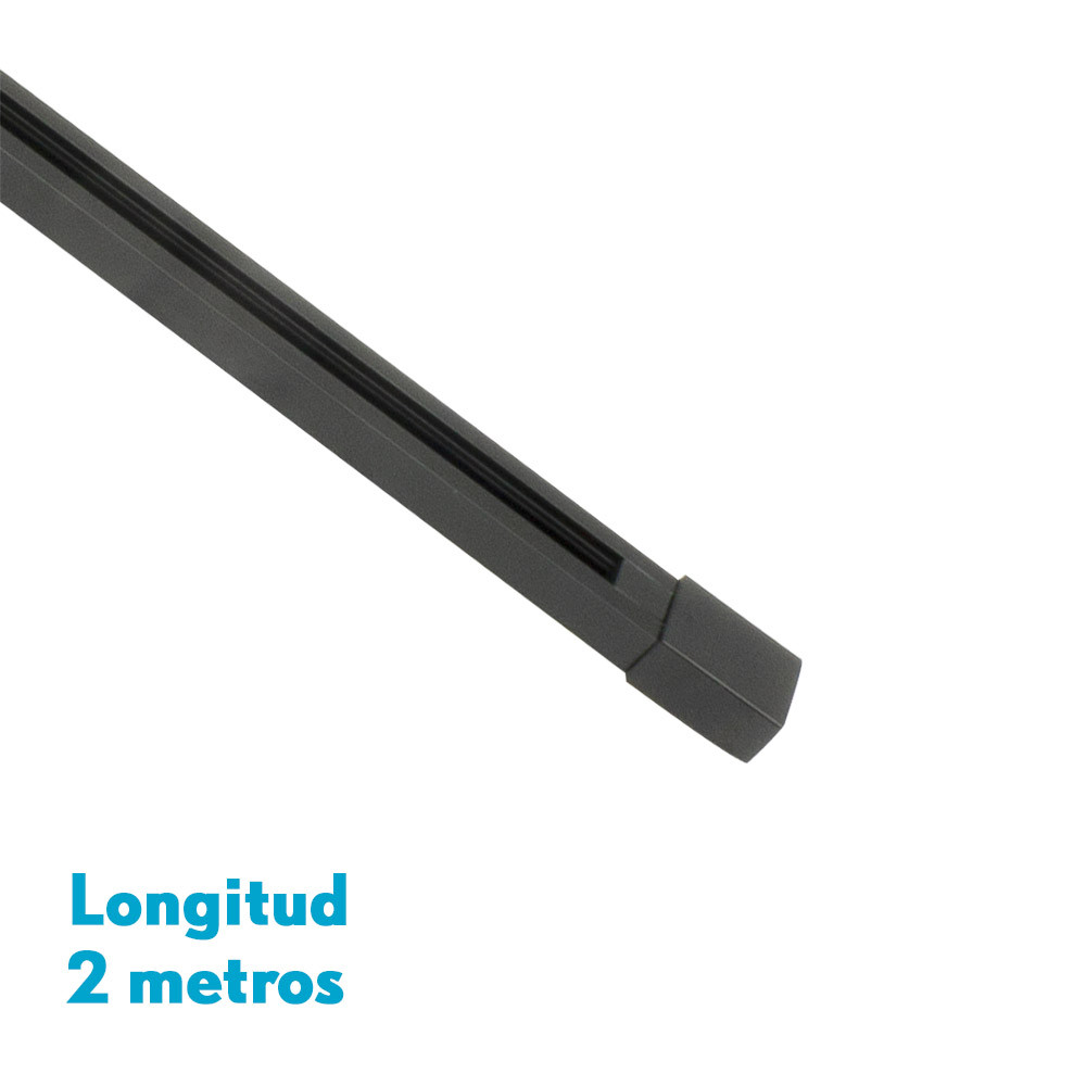 Carril Para Foco Pindal Negro 2m 2 Hilos 2x200x3,5 Cm