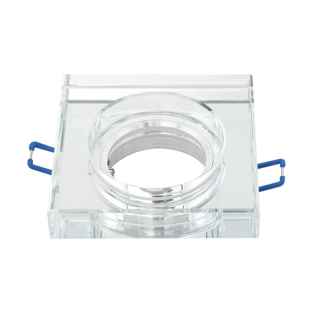 Empotrable Cristal Solna 1xgu10 Cuadrado Grosor 2cm Transparente C/portalampara 2x9x9 Cm Corte 6 Cm