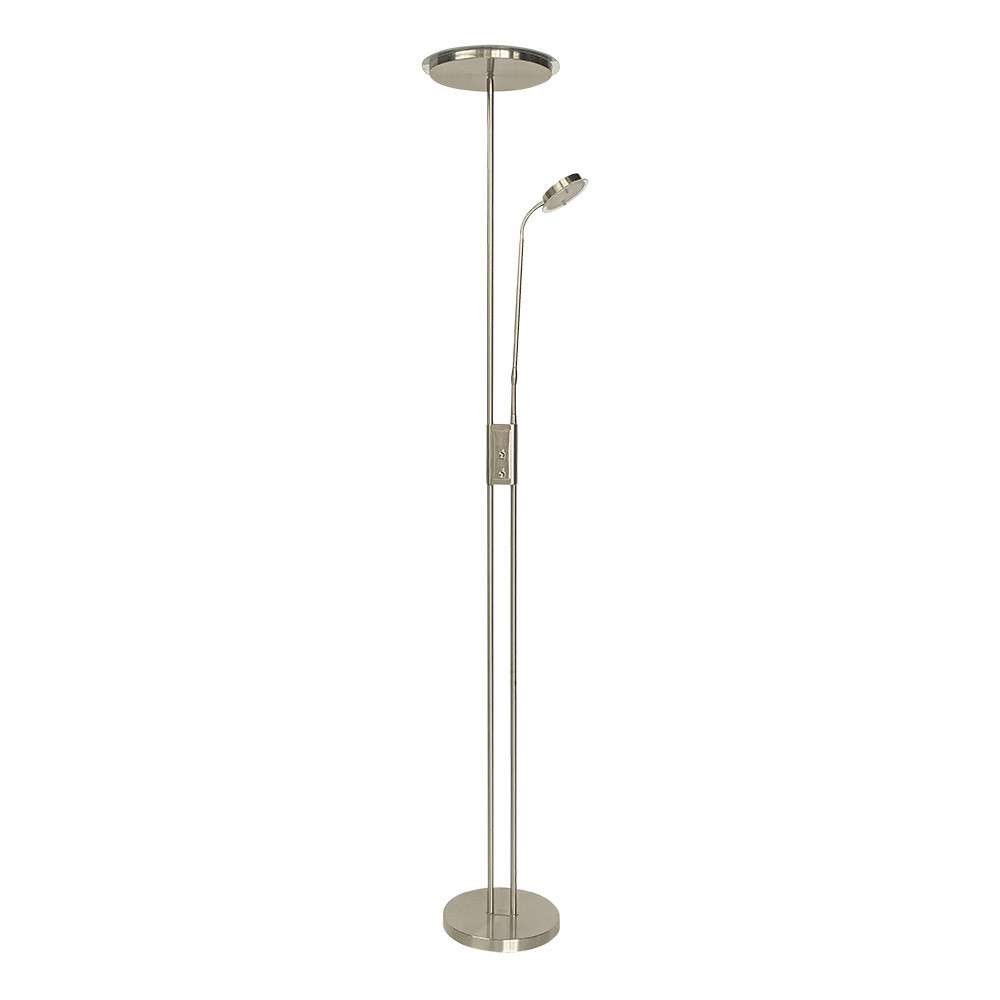 Pie De Salon Antares 20w+7w 4000k C/lector Cuero 183x25x25 Cm Tactil C/reg.Intensidad Y Memoria
