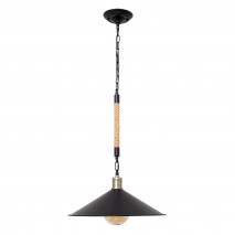 Colgante Gran. Cabo 1xe27 Negro Cuerda De Cañamo  Regx43x43 Cm