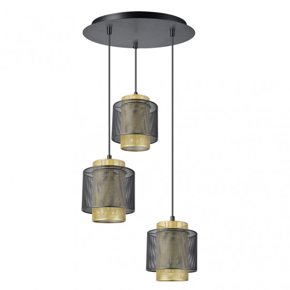 plafon Kyoto 3xe27 Negro/oro Regx35x35 Cm