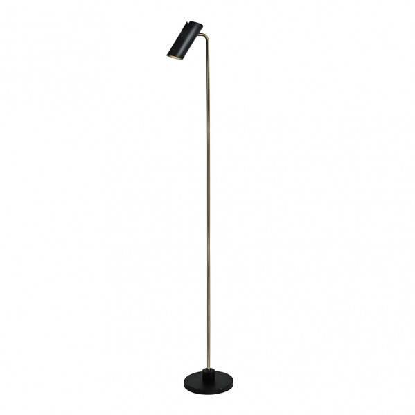 pie Salon Marrakech 1xgu10 Negro/cuero 148x25x20 Cm Orientable