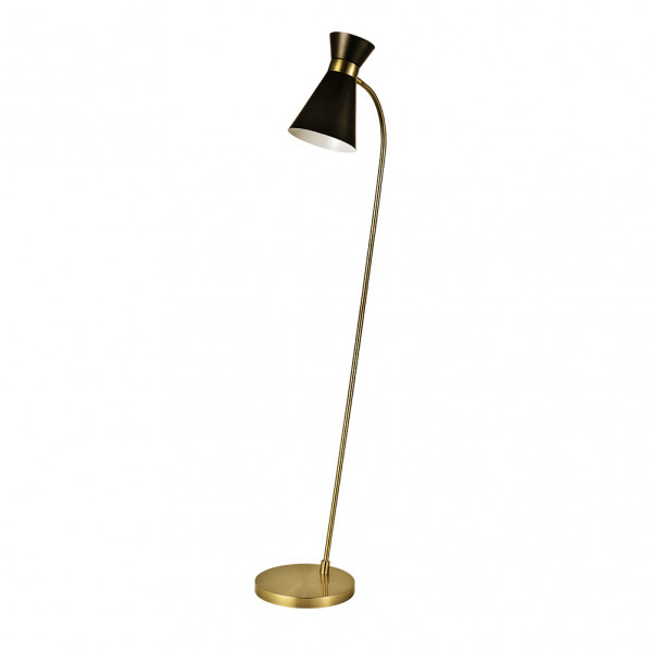 pie Salon Petra 1xe27 Negro/cuero 139x39x25 Cm Orientable