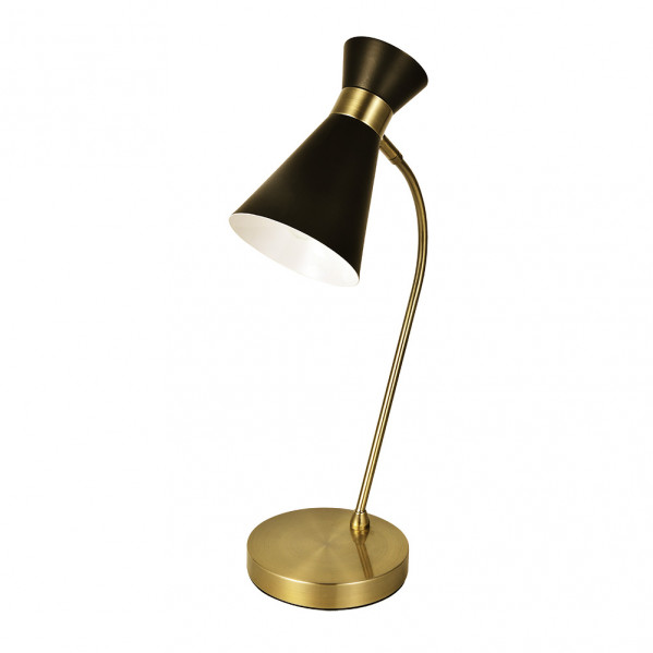 sobremesa Petra 1xe14 Negro/cuero 48x24x15 Cm Orientable