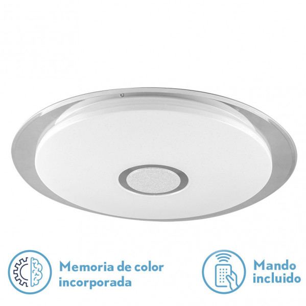 plaf. Tirana 72w 3000-4000-6000k Blanco/cromo Red.6,5x57d 5760lm Reg.inten.c/remoto C/memoria