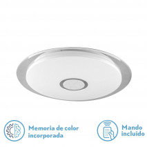 Plafon Tirana 48w 3000-4000-6000k Blanco/cromo Red.6,5x45d 3840lm Reg.intens.y C.remoto C/memoria