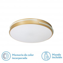 Plafon Riad 48w 3000-4000-6000k Oro Red.5x41x41cm  3840lm Reg.intens. C/remoto C/memoria