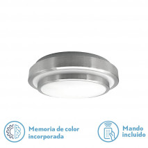 Plafon Bangkok 36w 3000-4000-6000k Blanco/aluminio 9,5x33,5x33,5 Cm  Red.3600lm Reg.intens.remoto C/memoria