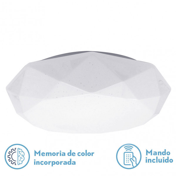 plafon Daca 72w 3000-4000-6000k Blanco 10x48x48cm  7200lm Reg.intens.y C.remoto C/memoria