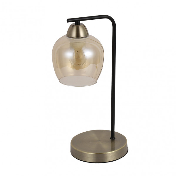 sobremesa Vesubio 1xe27 Negro/cuero 35x17x14 Cm