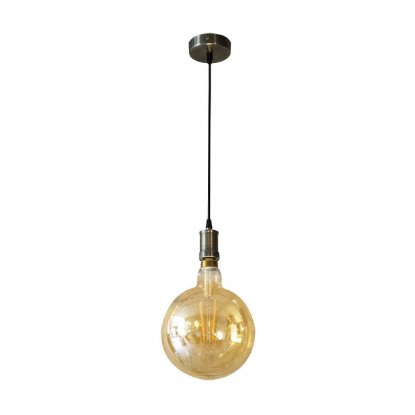 colgante Celso 1xe27 Cuero/ambar Bombilla   Incluida 8w 3000k 640lm Regx20x20 Cm