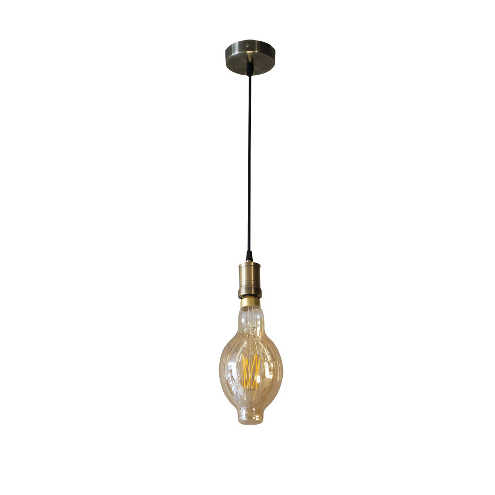 Colgante Dante 1xe27 Cuero/ambar Bombilla Incluida 8w 3000k 640lm Regx12x12 Cm