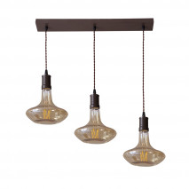 Lampara Dacio 3xe27 Marron/ambar  Bombillas   Incluidas 24w 3000k 1920lm Regx70x19 Cm