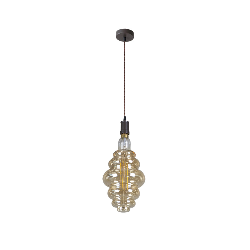 Colgante Loreto 1xe27 Marron/ambar Bombilla Incluida 8w 3000k 620lm Regx20x20 Cm