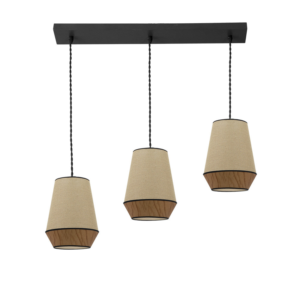 Regleta Campana 3xe27 Saco/marron Regx66x12 Cm