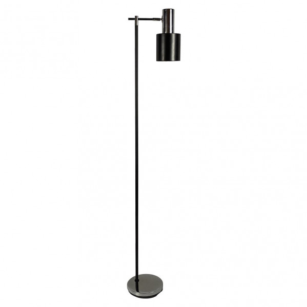 pie De Salon Cygni 1xe27 Negro/cromo 170x30x23 Cm Articulable Y Orientable