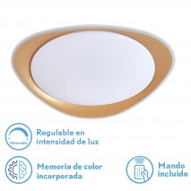 Plafon 72w Daire Oro 3000-4000-6500k 5616lm  7x55x55cm Remoto+reg.int+memoria