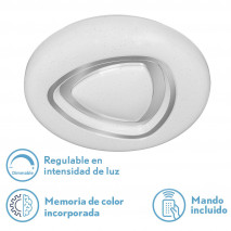 Plafon 72w Mosi 3000-4000-6500k 5616lm Blanc/plata 8x48x48 Cm Remoto,reg.intensidad,memoria,Estrellado