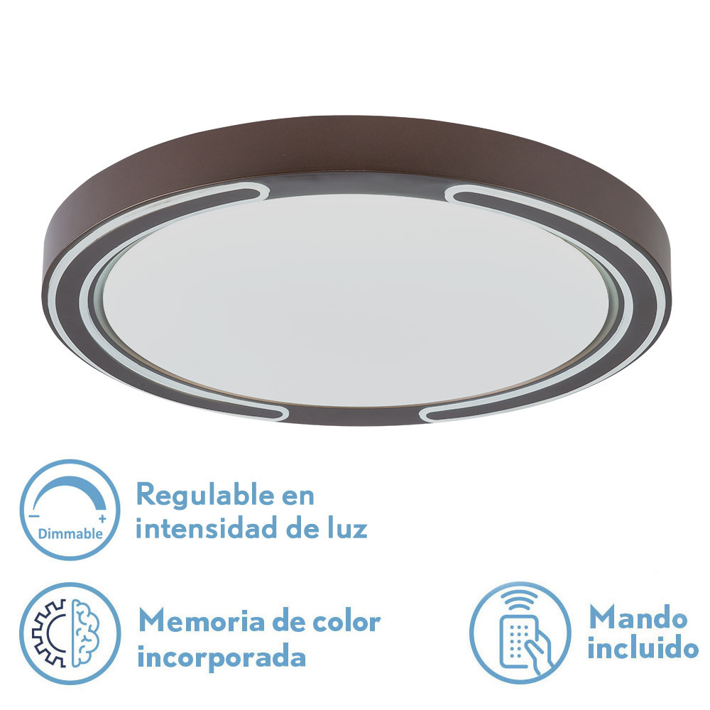 Plafon 72w Asher Marron 3000-4000-6500k 5616lm 6x50x50cm Remoto+reg.int+memoria