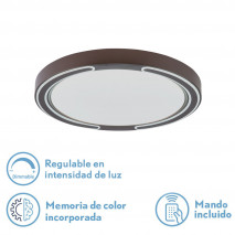 Plafon 48w Asher Marron 3000-4000-6500k 3744lm  6x40x40cm Remoto+reg.int+memoria