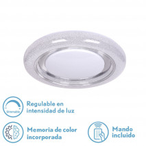 Plafon 48w Rune 3000-4000-6500k 3744lm Blanc/cromo 7x38x38 Cm Remoto,reg.int.memoria.estre.