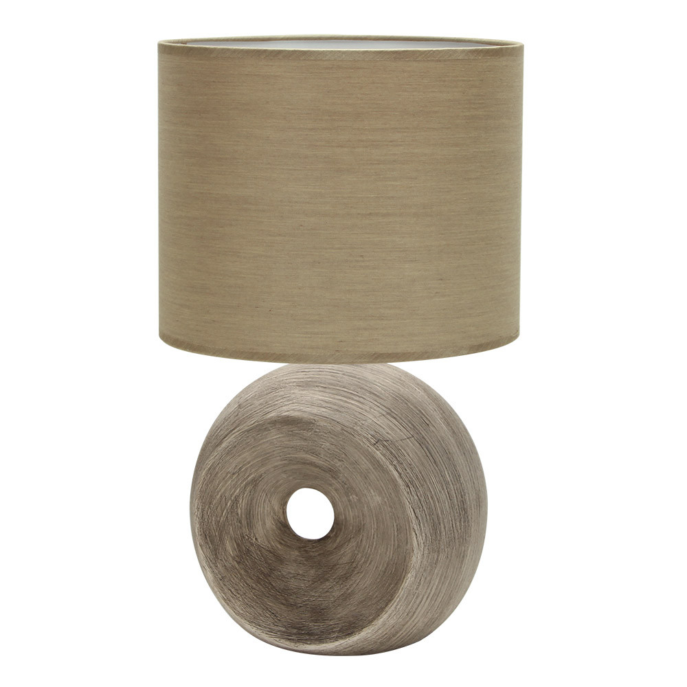 Sobremesa Ceramica Ea 1xe27 Beis Pantalla Beis 52x30x30 Cm