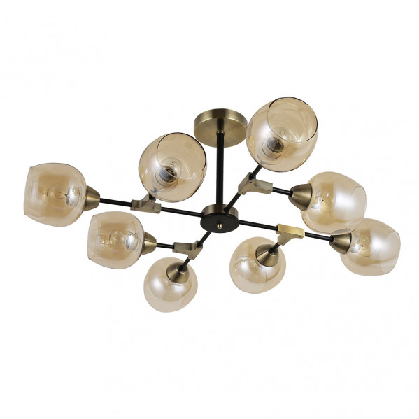 lampara Vesubio 8xe27 Negro/cuero 29x78x78 Cm