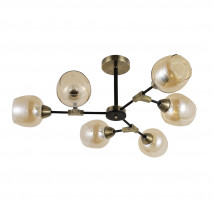 Lampara Vesubio 6xe27 Negro/cuero 29x70x70 Cm 