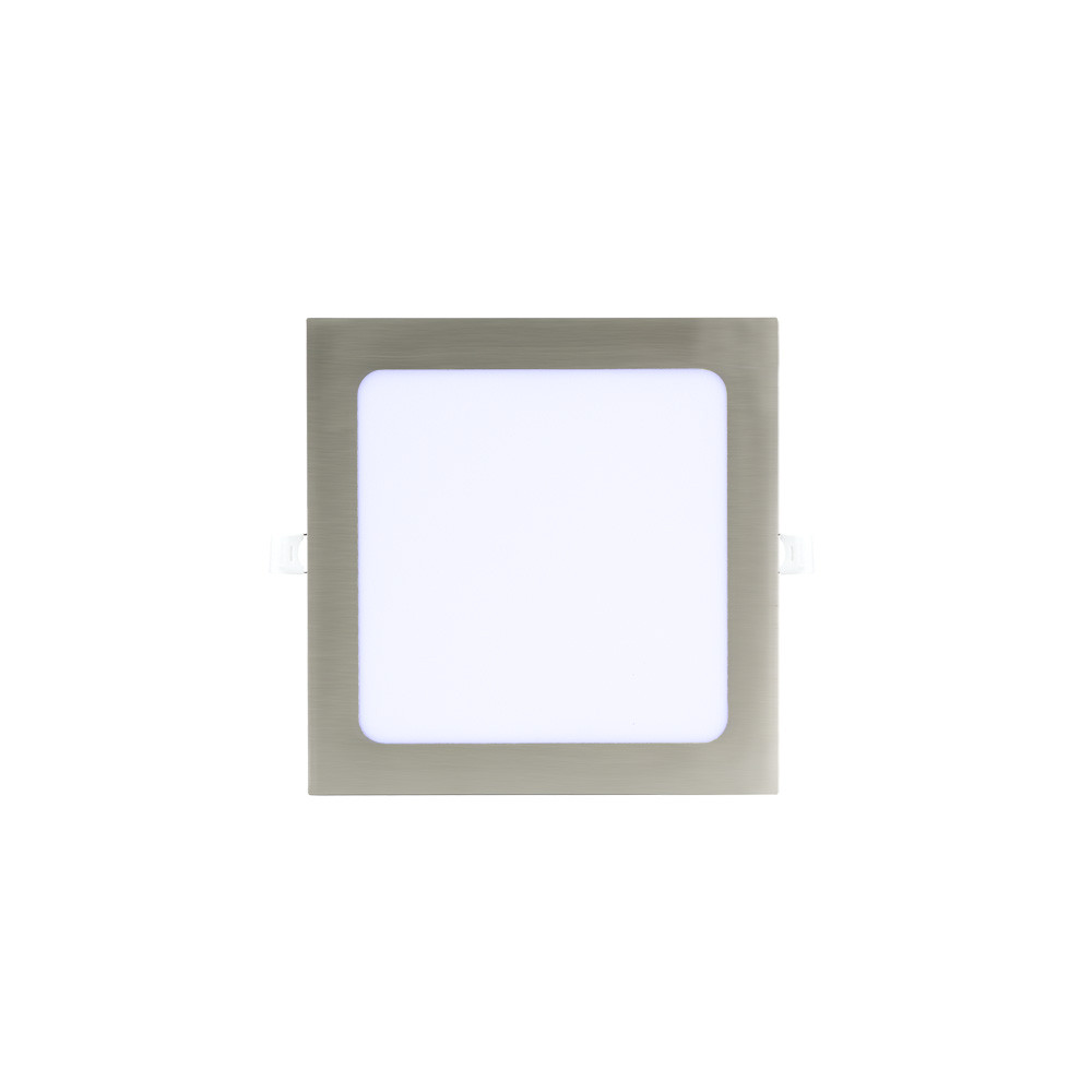 Downlight Basalto 12w 6500k Niquel Cuadrado 1080lm 2,5x17x17 Cm Corte 15,5x15,5 Cm