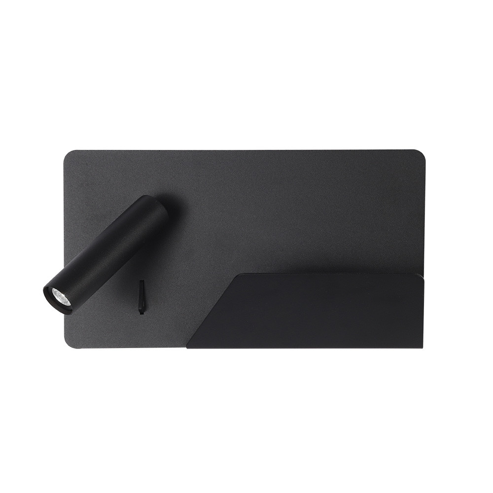Aplique 3w 4000k Miguel Angel Izqdo Negro C/usb Y Estante 150lm 16x28x12 Cm Orientable
