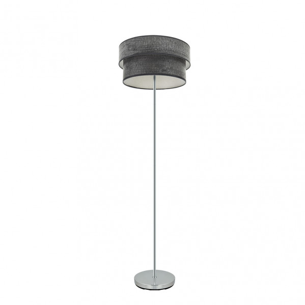 pie Salon Triple Doble 1xe27 Cromo/madera Negra 162x40x40 Cm