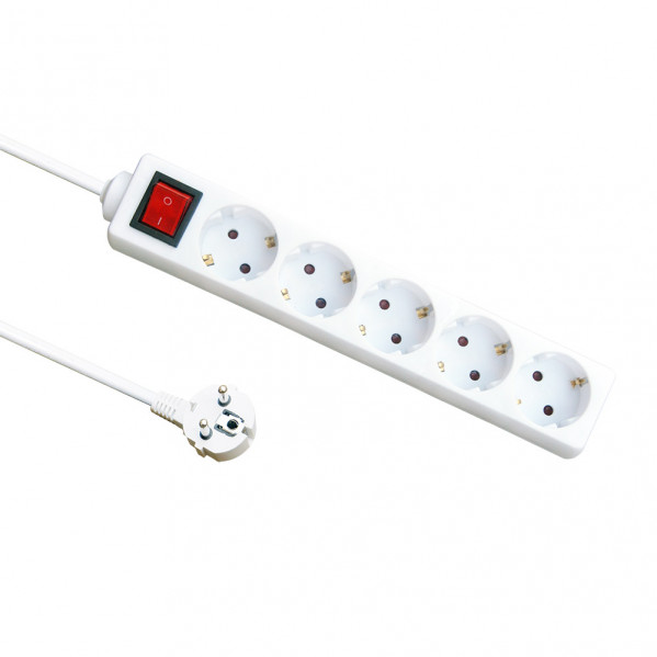 base Multiple 5 Enchufes E Interruptor Cable 1,5m 3gx1,5mm De Cobre 3500w Max