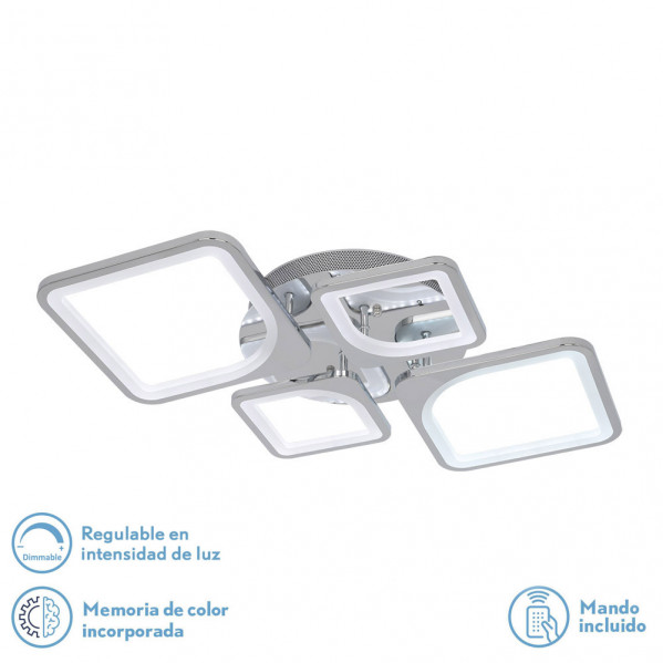 plafon 86w 3000-4000-6500k Cromo Elara 9x76x46 Cm 11610Lm Regulable, Memoria y C. Remoto