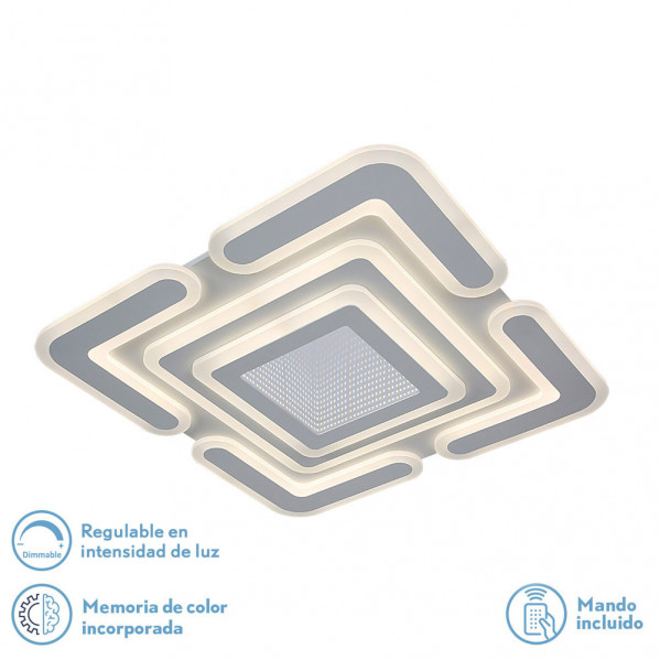 plafon 136w 3000k, 4000k, 6500k Cordelia Blanco 5x50x50cm 18360lm Regulable, Memoria y C. Remoto