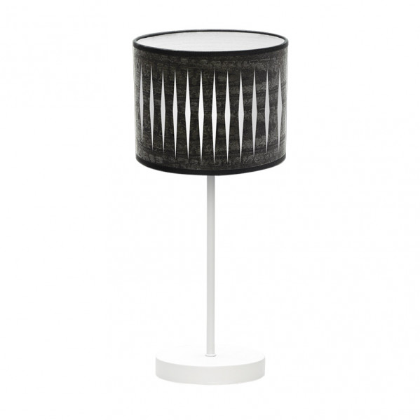 sobremesa Piron 1xe14 Blanco/madera Negra 42x17x17 Cm
