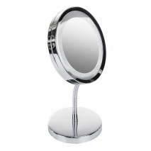 Espejo De Baño  Diam.15cm Giro 360º  Aumento X3  4xlr03 Aaa Cromo Iluminación Led