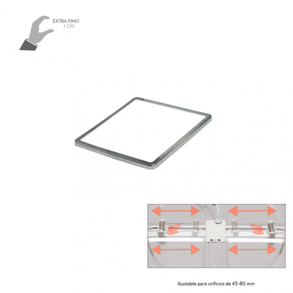 downlight 8w 5500k Cromo Providencia 586lm 1x11,8x11,8 Cm De Empotrar Corte  Ajustable 4,5x4,5-8x8 Cm