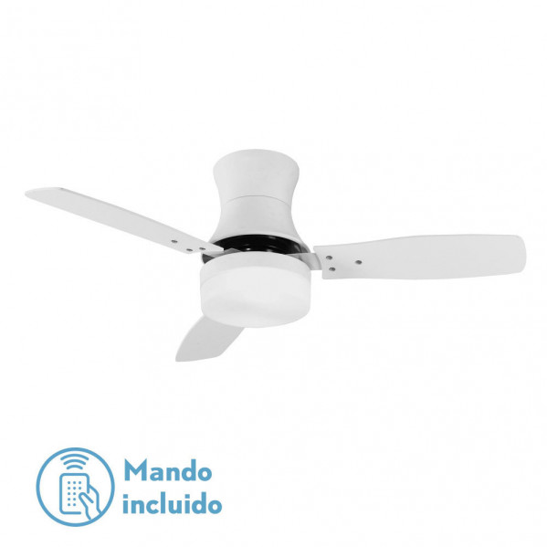 Ventilador Buran Blanco 2xe27 33,5x107x107 Cm3 Aspas Control Remoto