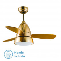 Ventilador Iseran Oro Frances  2xe27 3 Aspas  Metacrilato Acido  33.5x107d C.remoto