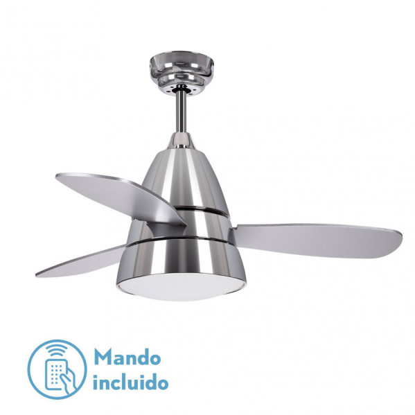 ventilador Iseran Cromo  2xe27 3 Aspas  Metacrilato Acido 33.5x107d C.remoto