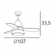 Ventilador Iseran Oro Frances  2xe27 3 Aspas  Metacrilato Acido  33.5x107d C.remoto