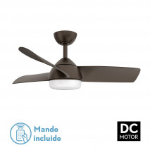 Ventilador 24w Dc Haur Marron 3 Asp.6 Veloc.107d  2 Tijas C/remoto, Memoria Y Temp.3000-4000-6000k