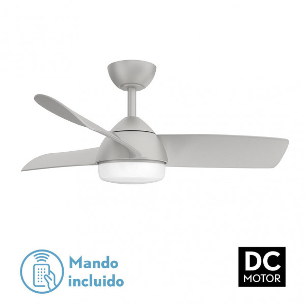 Ventilador 24w Dc Haur Plata 3 Asp.6 Veloc.107d  2 Tijas C/remoto, Memoria Y Temp.3000-4000-6000k