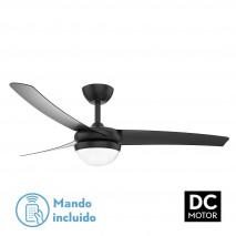 Ventilador 2xe27 Dc Kusi Negro 3 Asp.6 Veloc.  35/47,5x107d C/remoto Y Temporizador