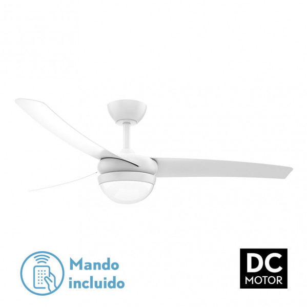 Ventilador 2xe27 Dc Kusi Blanco 3 Asp.6 Veloc.  35 - 47,5x107d Control remoto Y Temporizador