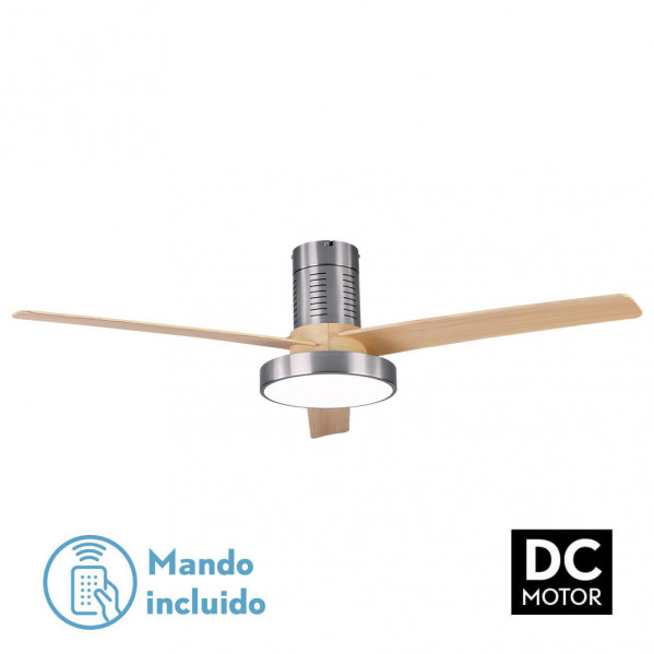 ventilador Dc Pax 40w 3200lm Niquel 3 Aspas Haya 32x139d 3000-4000-6000k  C/remoto , Memoria Y Temporizador