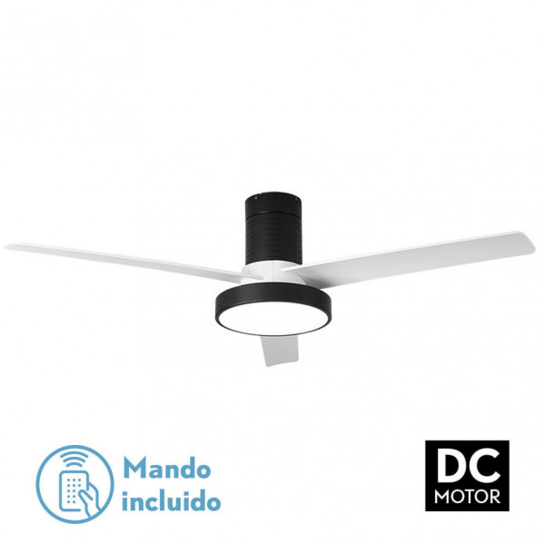 ventilador Dc Pax 40w 3200lm Negro 3 Aspas Blancas 32x139d 3000-4000-6000k  C/remoto, Memoria Y Temporizador